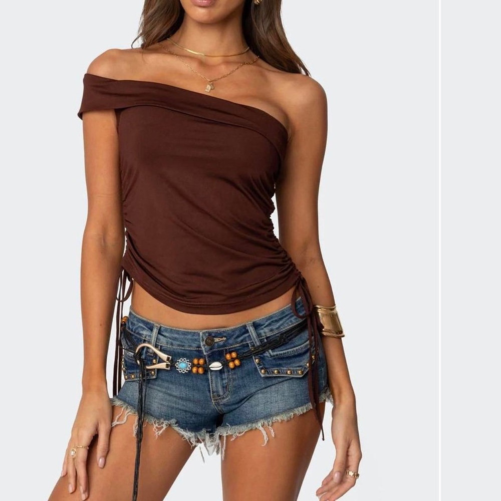 Brown Off-Shoulder Women Top